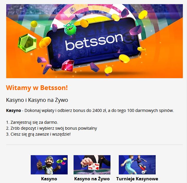 Proces rejestracji w Betsson - załóż konto, zaloguj się i odbierz bonus powitalny w Betsson kasyno